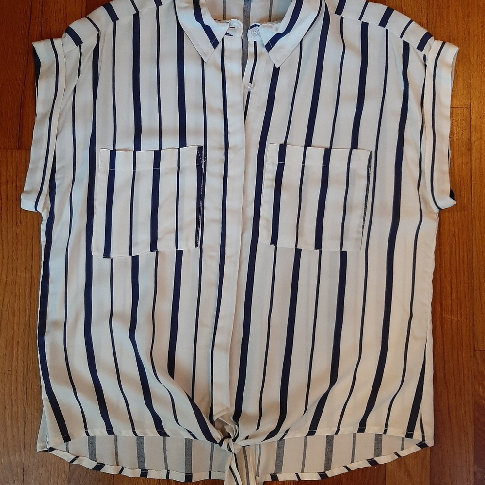Blue& White Striped Shirt by K.I.T., sz M